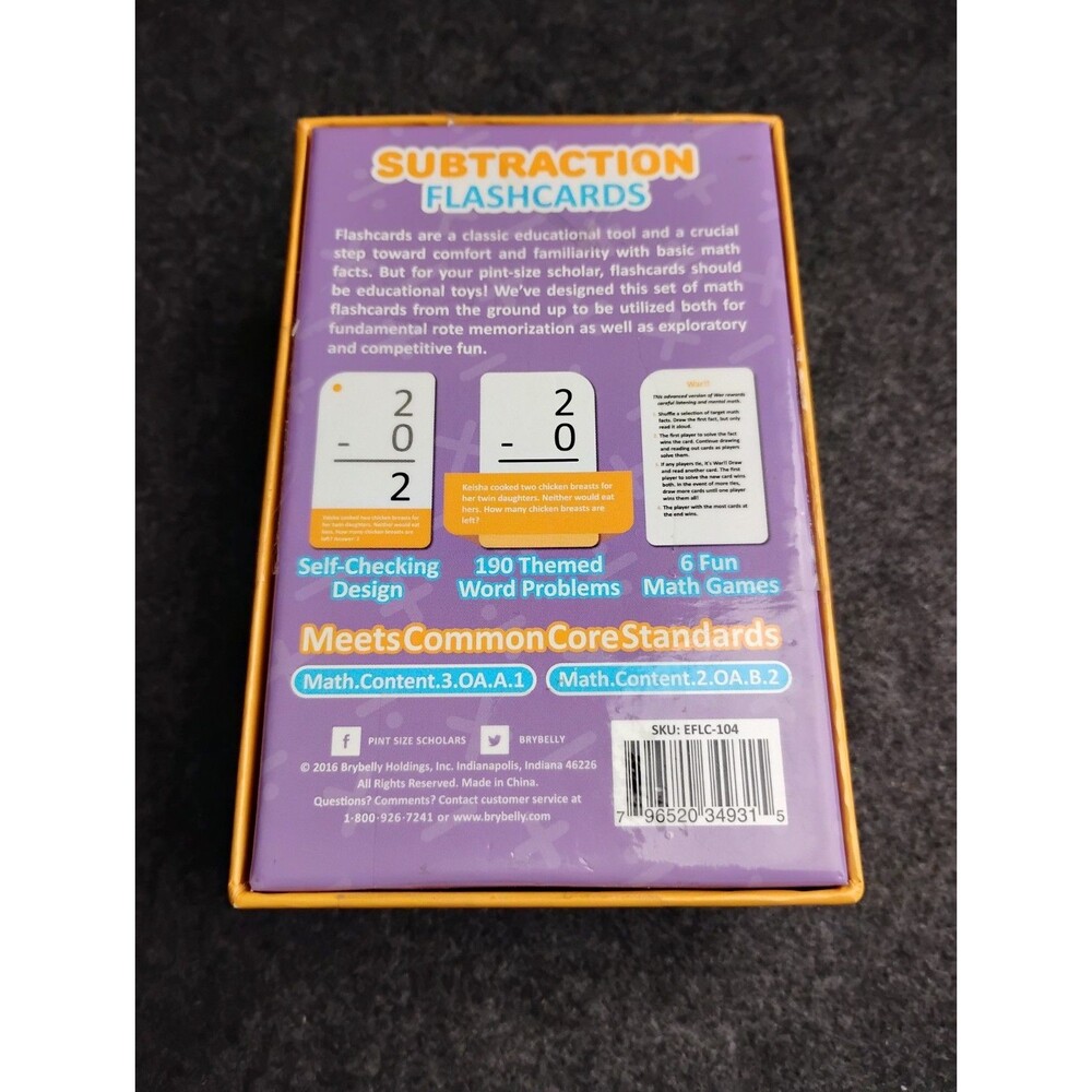 Subtraction Flashcards 196 Cards for Kids Math Learning Word Problems Games - Picture 4 of 8